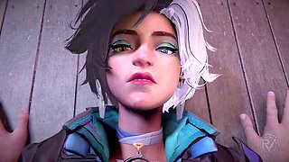 Uncensored anime porn with a perfect body and some passionate smooching