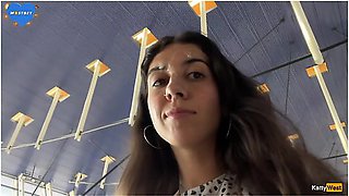 Katty West - Crazy Cumwalk In Big Airport Full Of People Risky Public Blowjob