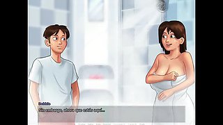 Horny MILF wants to get cum from her collagen tits all day - Summertime Saga