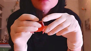 I'm Hungry Now Eating Salmon White Latex Gloves Goddesslolli