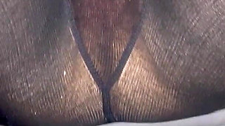 Cspot Wears Purple and Black Striped Tights and Rubs Out a Loud Clit Orgasm