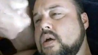Fat Amateur Bear Gives Daddy a Blowjob
