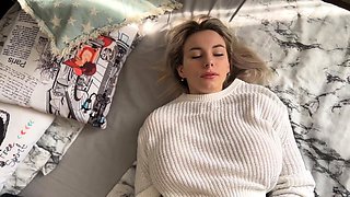 Blonde babe with big tits has a powerful orgasm on webcam