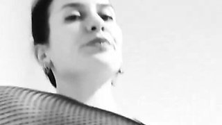 Fishnet Tights Tease in Black and White