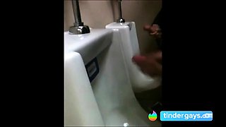 Outdoor Wank Session for Two Slim Dicks at the Urinals