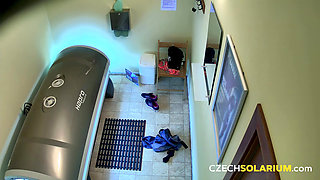 Czech Solarium 181: Ginger Young Woman Flashes Her Pussy in the Solarium