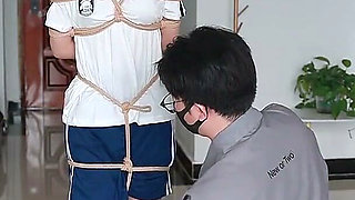 The Innocent Girlfriend Is Bound with Ropes in Her School Uniform