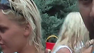 Wild Pool Party Orgy with Blondes Sucking Big Cocks
