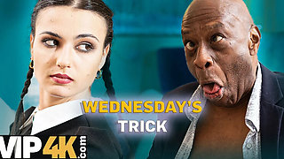 Daddy's Teen Brunette Cheats with Big Black Cock - Wednesday Addam's Dream Fulfilled HD