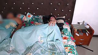 Stepmom's Secret Creampie Comfort in Bed Beside Hubby
