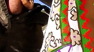 Latina teen Karmen with big tits fucked outdoor by stepdad on vacation