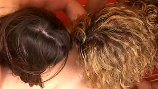 Roxy Rush & Allura Valenzuela Double 2 Girls 1 Guy Blowjob Tag Team and Facial