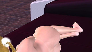 Beautiful Blonde Girl Masturbates with Bottle, Anal Plug & Pussy Licking 3D Hentai