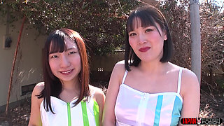 Koharu and Kasumi Yamaguchi Give You a Footjob with Their Feet Stuffed Inside Sweaty Pantyhose (足)