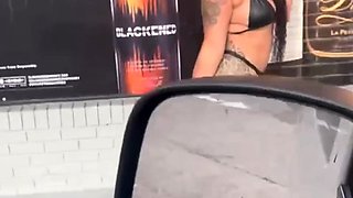 A super sexy brunette massages her big boobs
