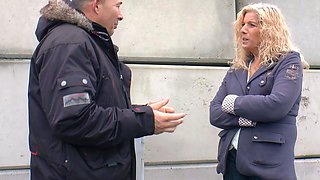 German mature blonde fucked at street casting