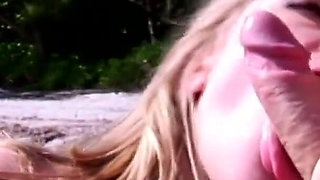 Babe gets horny at the beach and fucks bf