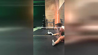 18-year-old accidentally flashes her pussy while doing yoga