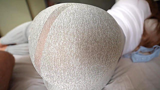 Step Sister Caught Me Jerking off and I Fucked Her Through a Hole in Her Leggings