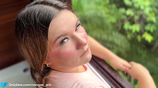 Horny Stepsister Wears Short Pajamas to Make Insinuations and Let Herself Be Fucked Hard Until I Cum on Her Ass