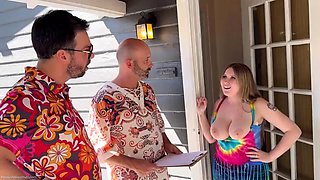 Desperate housewife having two big cocks for her pleasure