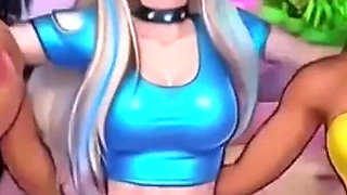 Funny Cartoon Girl Topless, Ai Animation