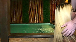 Asian Bimbo Blonde Silicone Deep Throat and Fuck and Creampie by Monger