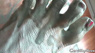 My Dirty Feet and Big Dildo Footjob