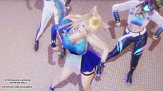MMD KPop Demon Hunters - HUNTRX - Golden Ahri Akali Kaisa Sexy Kpop Dance League of Legends Hentai Uncensored 4K 60FPS